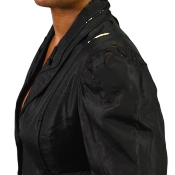 Antique Victorian Silk Blazer Jacket Black Coat Handmade Tailored Custom Small - Picture 15 of 16